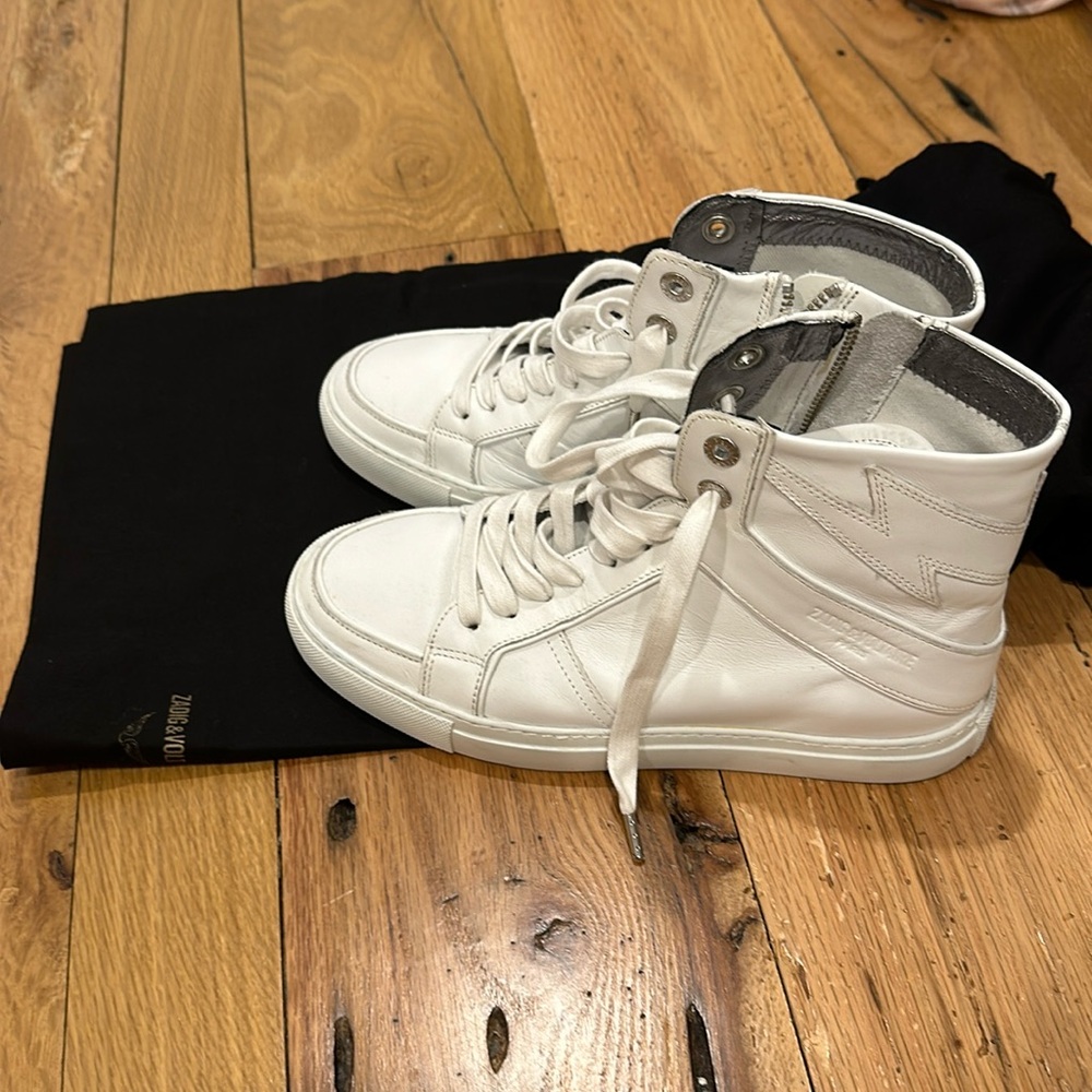 Zadig and Voltaire white high top sneakers, size 39